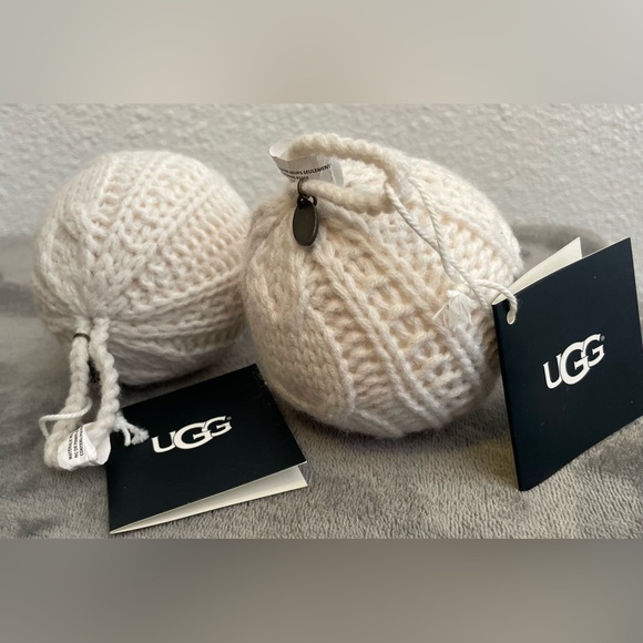 UGG Other - UGG ornaments - set of 2 cream cable knit sweater balls with UGG tags